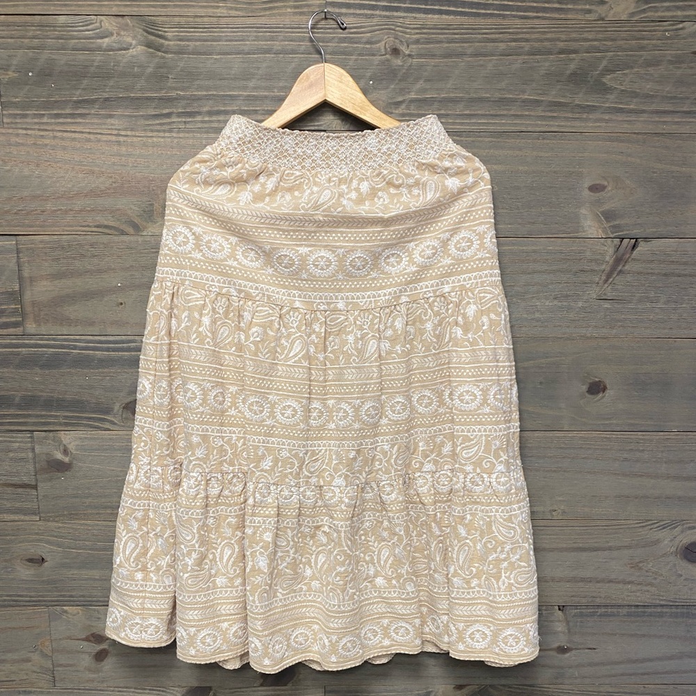 Alice + Olivia cotton embroidered skirt.